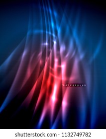 Neon glowing techno lines, hi-tech futuristic abstract background template with square shapes. Vector illustration