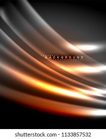 Neon glowing techno lines, hi-tech futuristic abstract background template with square shapes. Vector illustration