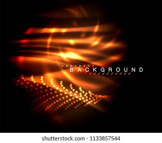 Neon glowing techno lines, hi-tech futuristic abstract background template with square shapes. Vector illustration