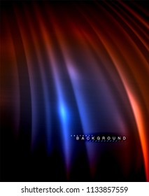 Neon glowing techno lines, hi-tech futuristic abstract background template with square shapes. Vector illustration