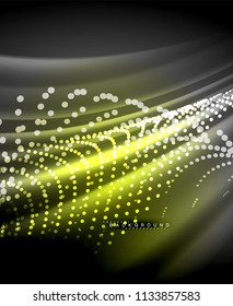 Neon glowing techno lines, hi-tech futuristic abstract background template with square shapes. Vector illustration