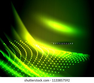 Líneas tecno brillantes neón, plantilla de fondo abstracto de alta tecnología futurista con formas cuadradas. Ilustración del vector