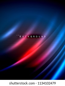 Neon glowing techno lines, hi-tech futuristic abstract background template with square shapes. Vector illustration