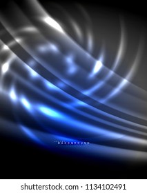Neon glowing techno lines, hi-tech futuristic abstract background template with square shapes. Vector illustration
