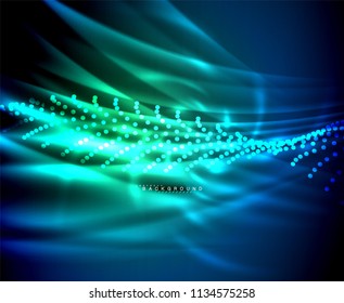 Neon leuchtende Techno-Linien, High-Tech-futuristische abstrakte Hintergrundvorlage mit quadratischen Formen. Vektorgrafik