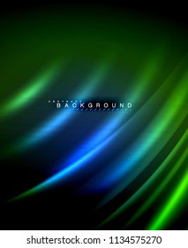 Neon glowing techno lines, hi-tech futuristic abstract background template with square shapes. Vector illustration