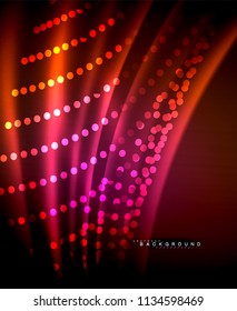 Neon glowing techno lines, hi-tech futuristic abstract background template with square shapes. Vector illustration