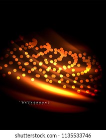 Neon glowing techno lines, hi-tech futuristic abstract background template with square shapes. Vector illustration