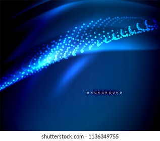 Líneas tecno brillantes neón, plantilla de fondo abstracto de alta tecnología futurista con formas cuadradas. Ilustración del vector