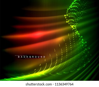 Neon glowing techno lines, hi-tech futuristic abstract background template with square shapes. Vector illustration