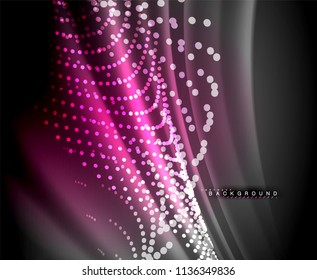 Neon glowing techno lines, hi-tech futuristic abstract background template with square shapes. Vector illustration