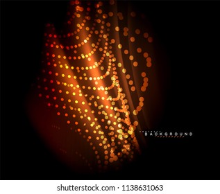 Líneas tecno brillantes neón, plantilla de fondo abstracto de alta tecnología futurista con formas cuadradas. Ilustración del vector
