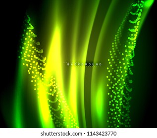 Neon glowing techno lines, hi-tech futuristic abstract background template with square shapes. Vector illustration