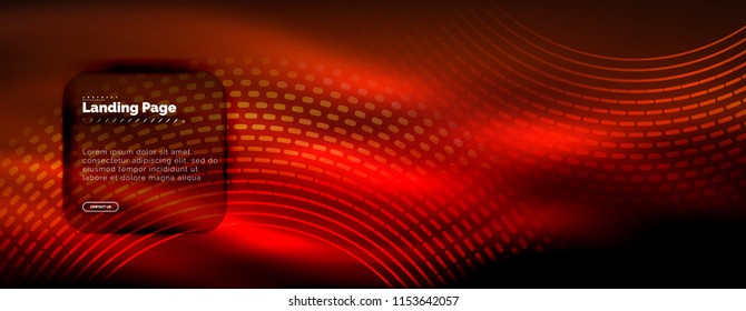 Líneas tecno brillantes, plantilla de fondo abstracto de alta tecnología futurista con círculos, plantilla de página de inicio. Ilustración del vector