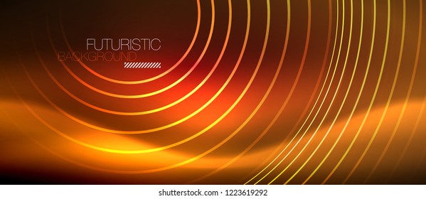 Neonleuchtende Techno-Linien, futuristisch abstrakte High-Tech-Hintergrundvorlage mit quadratischen Formen, Vektorgrafik