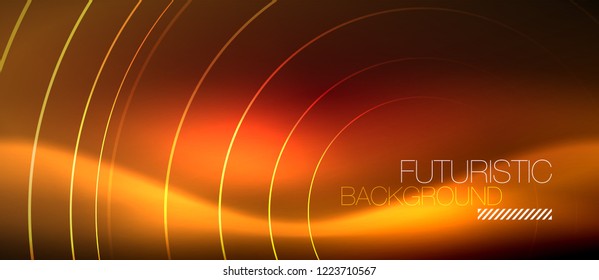 Neon glowing techno lines, hi-tech futuristic abstract background template with square shapes, vector