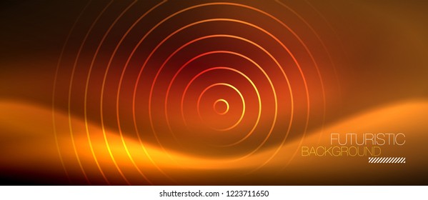 Neonleuchtende Techno-Linien, futuristisch abstrakte High-Tech-Hintergrundvorlage mit quadratischen Formen, Vektorgrafik