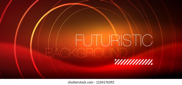Neon glowing techno lines, hi-tech futuristic abstract background template with square shapes, vector