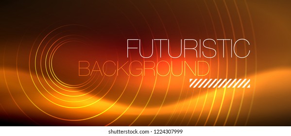 Neon glowing techno lines, hi-tech futuristic abstract background template with square shapes, vector