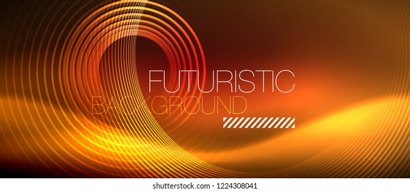 Neon glowing techno lines, hi-tech futuristic abstract background template with square shapes, vector