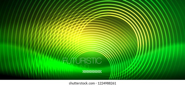 Neon glowing techno lines, hi-tech futuristic abstract background template with square shapes, vector