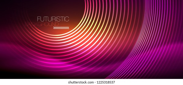 Neonleuchtende Techno-Linien, futuristisch abstrakte High-Tech-Hintergrundvorlage mit quadratischen Formen, Vektorgrafik