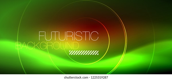 Neon glowing techno lines, hi-tech futuristic abstract background template with square shapes, vector