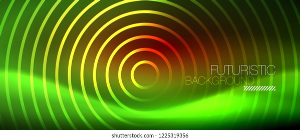 Neon glowing techno lines, hi-tech futuristic abstract background template with square shapes, vector