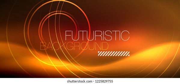 Neon glowing techno lines, hi-tech futuristic abstract background template with square shapes, vector