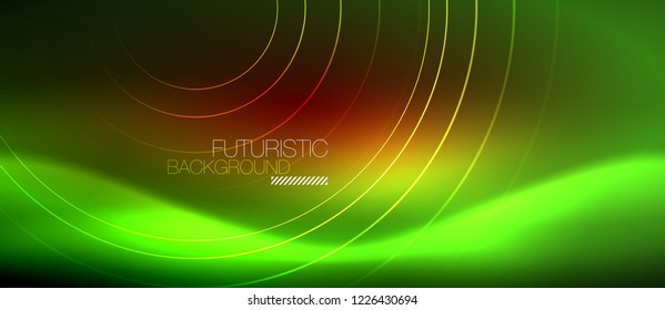 Neon glowing techno lines, hi-tech futuristic abstract background template with square shapes, vector