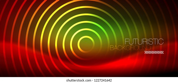 Neon glowing techno lines, hi-tech futuristic abstract background template with square shapes, vector