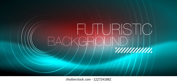Neon glowing techno lines, hi-tech futuristic abstract background template with square shapes, vector
