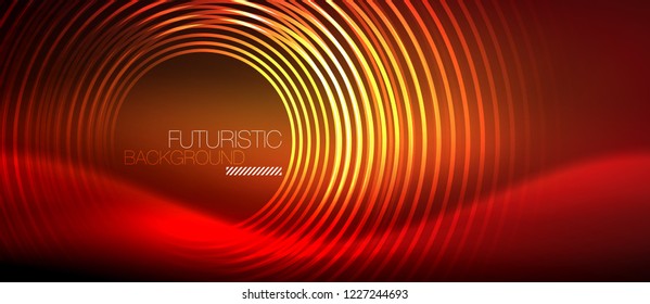 Neon glowing techno lines, hi-tech futuristic abstract background template with square shapes, vector
