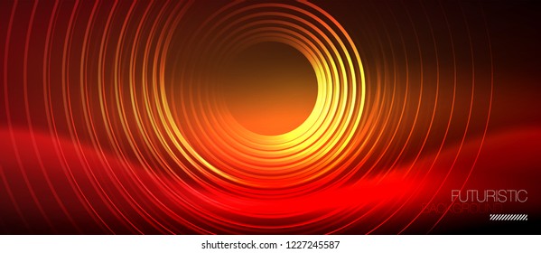 Neon glowing techno lines, hi-tech futuristic abstract background template with square shapes, vector