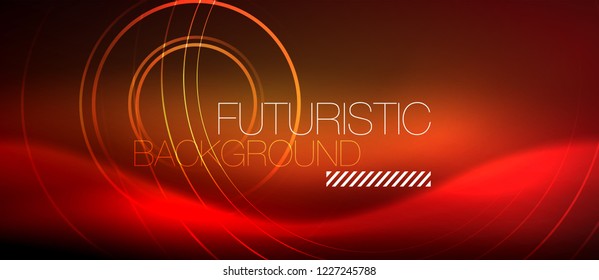 Líneas tecno brillantes neón, plantilla de fondo abstracto de alta tecnología futurista con formas cuadradas, vector