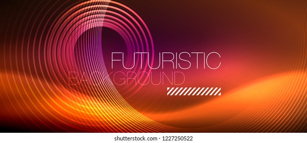 Neon glowing techno lines, hi-tech futuristic abstract background template with square shapes, vector