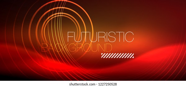 Neon glowing techno lines, hi-tech futuristic abstract background template with square shapes, vector