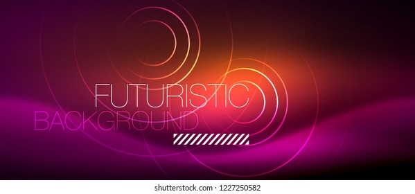 Neonleuchtende Techno-Linien, futuristisch abstrakte High-Tech-Hintergrundvorlage mit quadratischen Formen, Vektorgrafik