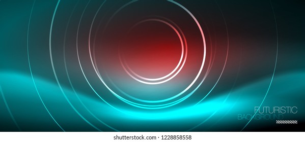 Neon glowing techno lines, hi-tech futuristic abstract background template with square shapes, vector