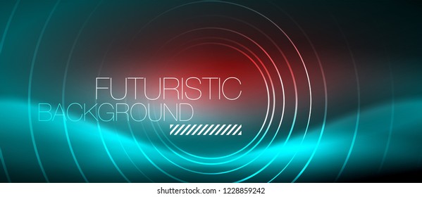Neonleuchtende Techno-Linien, futuristisch abstrakte High-Tech-Hintergrundvorlage mit quadratischen Formen, Vektorgrafik