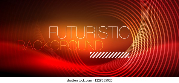Neon glowing techno lines, hi-tech futuristic abstract background template with square shapes, vector