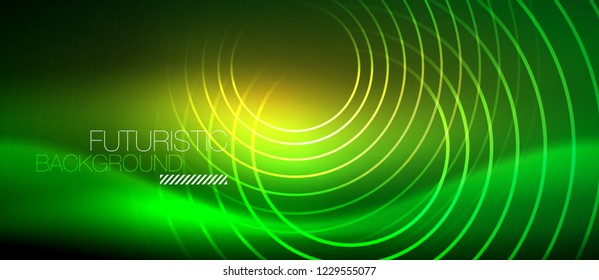 Neon glowing techno lines, hi-tech futuristic abstract background template with square shapes, vector
