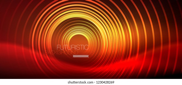 Líneas tecno brillantes neón, plantilla de fondo abstracto de alta tecnología futurista con formas cuadradas, vector