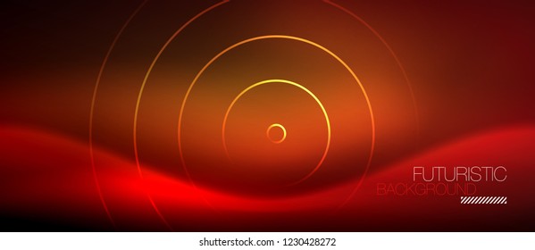 Líneas tecno brillantes neón, plantilla de fondo abstracto de alta tecnología futurista con formas cuadradas, vector