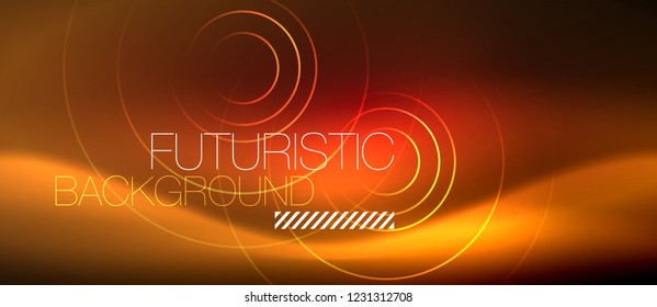 Neon glowing techno lines, hi-tech futuristic abstract background template with square shapes, vector