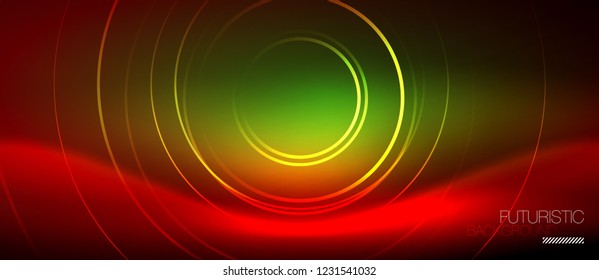 Neon linhas de tecno brilhantes, modelo de fundo abstrato futurista de alta tecnologia com formas quadradas, vetor