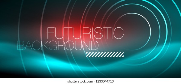 Neon glowing techno lines, hi-tech futuristic abstract background template with square shapes, vector