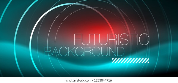 Neon glowing techno lines, hi-tech futuristic abstract background template with square shapes, vector
