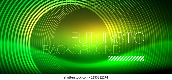 Neon glowing techno lines, hi-tech futuristic abstract background template with square shapes, vector
