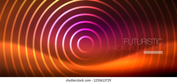 Neonleuchtende Techno-Linien, futuristisch abstrakte High-Tech-Hintergrundvorlage mit quadratischen Formen, Vektorgrafik